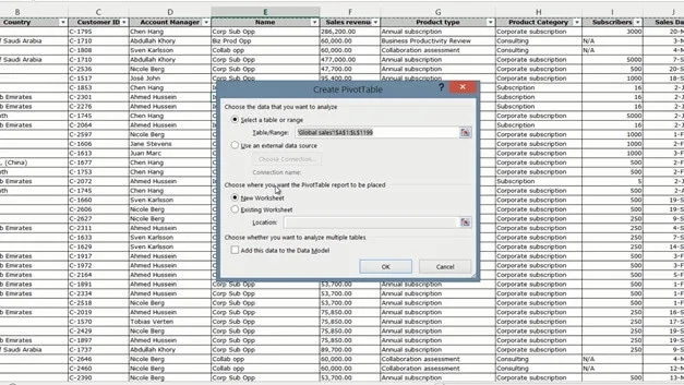 How to create a PivotTable