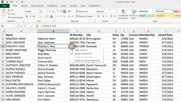 Modify data with Flash Fill