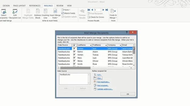 Personalize email with Mail Merge