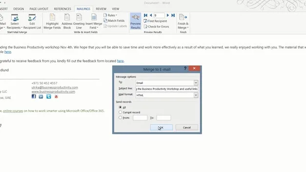 Personalize email with Mail Merge