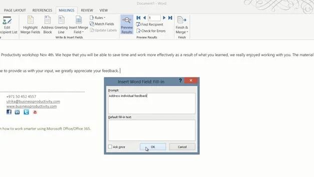 Personalize email with Mail Merge