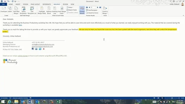 Personalize email with Mail Merge