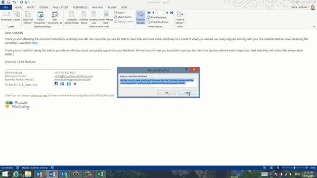 Personalize email with Mail Merge
