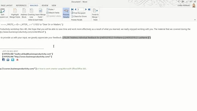 Personalize email with Mail Merge