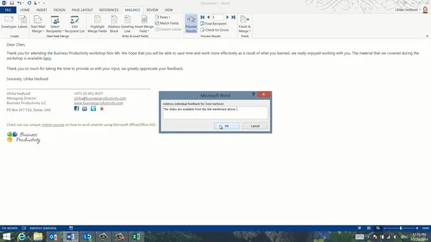 Personalize email with Mail Merge