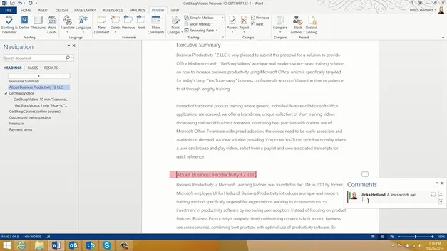 Review a document using Track Changes