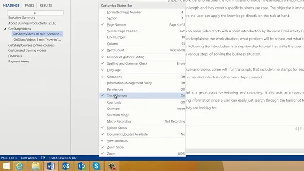 Review a document using Track Changes