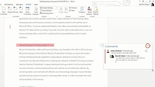 Review a document using Track Changes