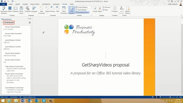 Review a document using Track Changes