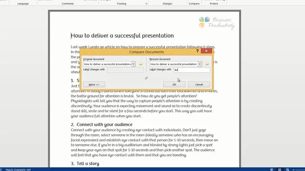 Review a document using Track Changes