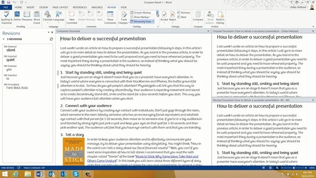 Review a document using Track Changes