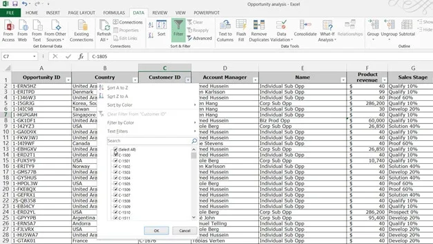 Sort and filter data to find answers
