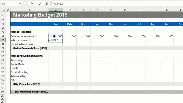 Use formulas to fill out a budget