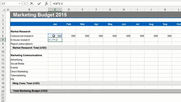 Use formulas to fill out a budget