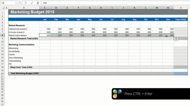 Use formulas to fill out a budget