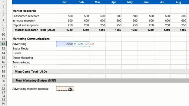 Use formulas to fill out a budget