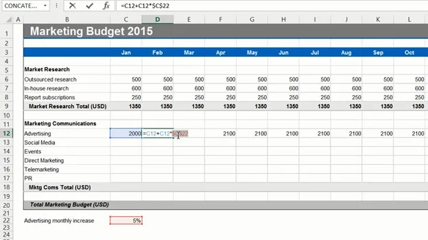 Use formulas to fill out a budget