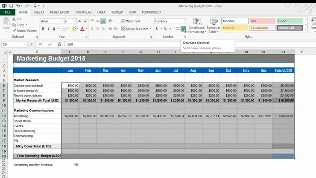 Use formulas to fill out a budget