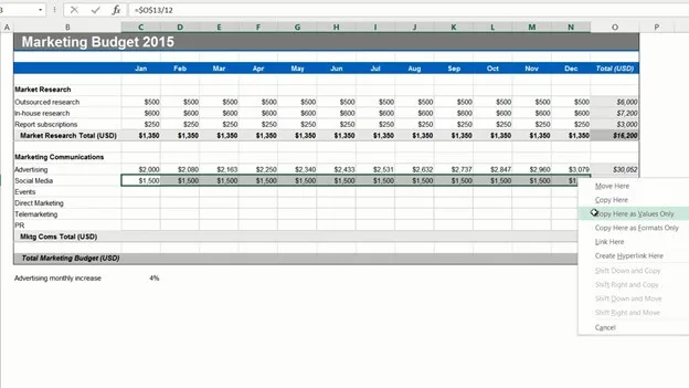 Use formulas to fill out a budget