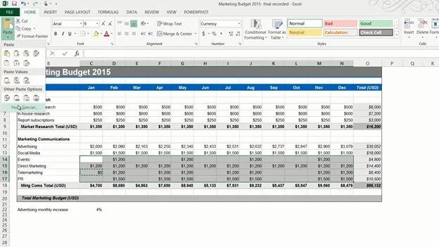 Use formulas to fill out a budget