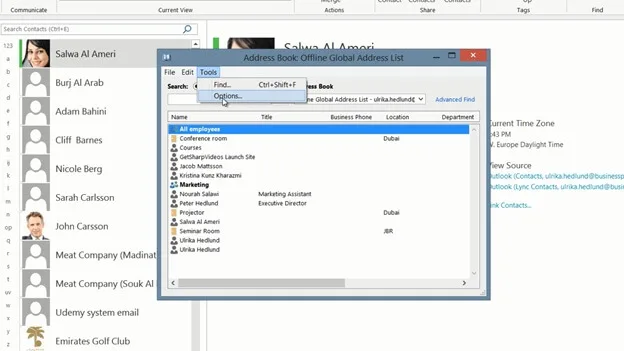 How to configure the address book