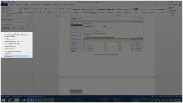 How to insert a table of contents