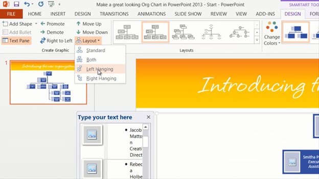 Make a great-looking org chart in PowerPoint 2013