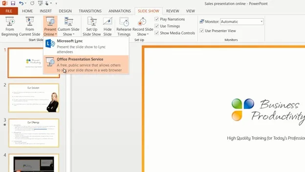 Present to an online audience using PowerPoint 2013