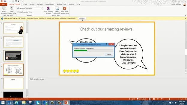Present to an online audience using PowerPoint 2013