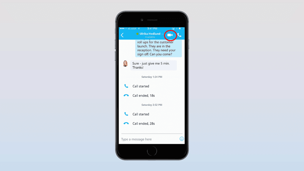 Skype for business video call from mobile