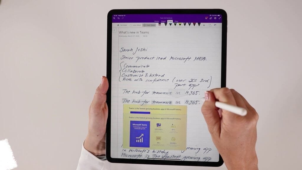 Insert Space OneNote - iPad Pro | © Business Productivity