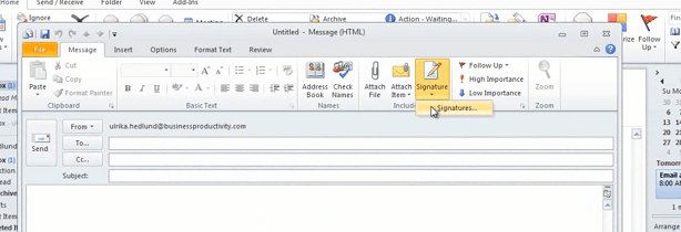 add signature to outlook email 2010