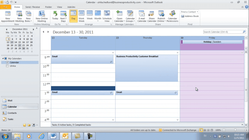 How to quickly navigate your calendar in Microsoft Outlook 2010