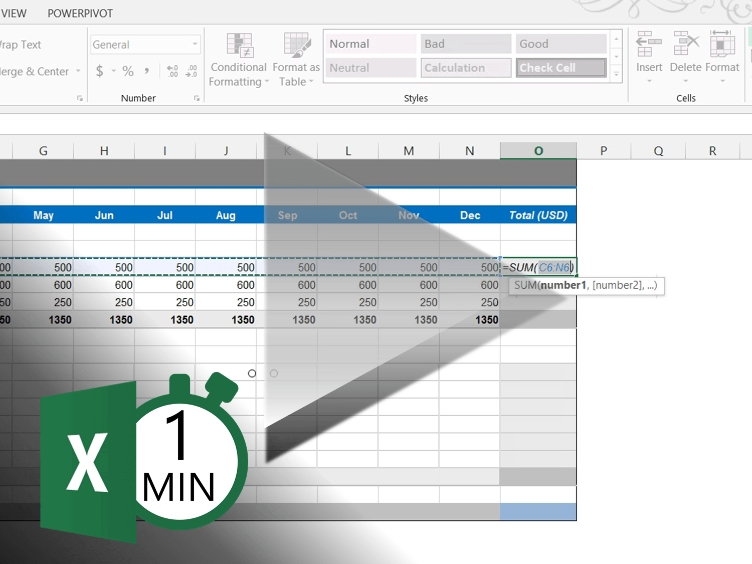 how-to-use-autosum-in-excel-learn-microsoft-excel-five-minute-lessons